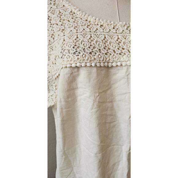 NEW Gap Short Sleeve Cotton Floral Lace Embroidered Midi‎ Dress Women Sz L Cream - Picture 2 of 7
